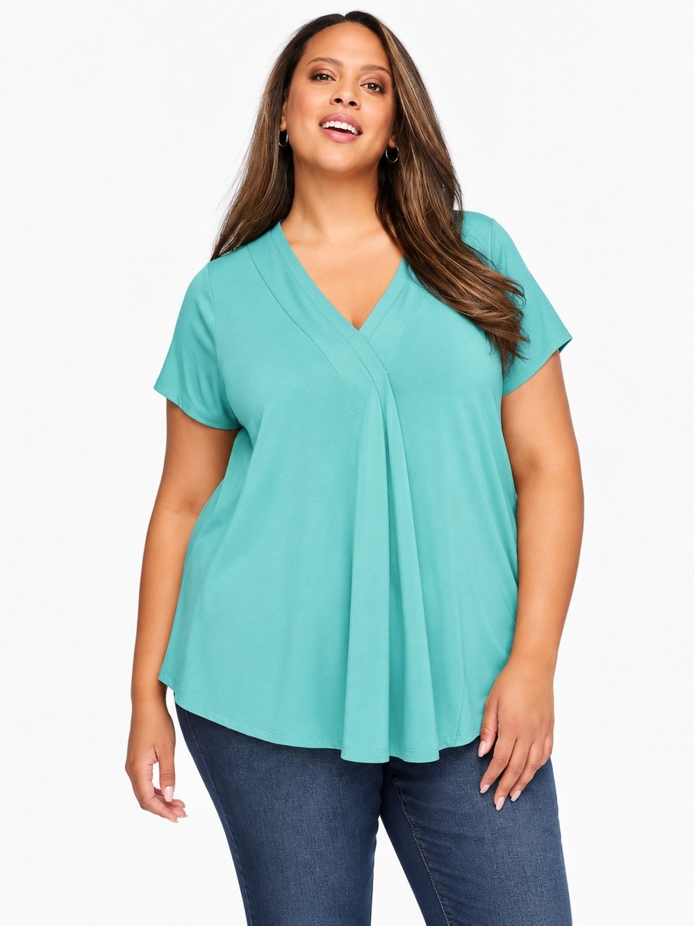 Lane Bryant Plus Size 6X Aqua Blue V-Neck Flowy Top – NWT